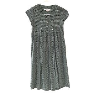 VTG Jonathan Martin Kids Green Polka Prairie Dot Dress Girls 7 Pleated USA Made